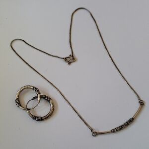 Silver Necklace and Earring Set